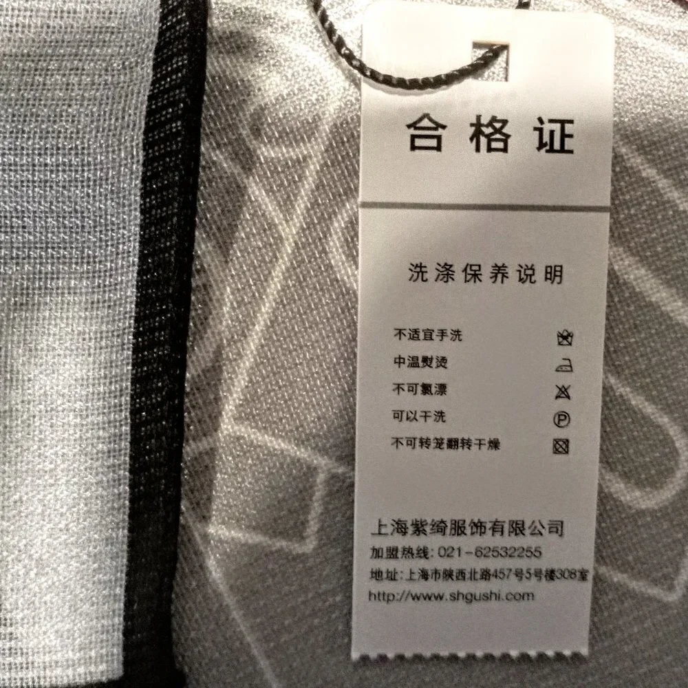 Story in Shanghai Grey Signature Oblong Silk Scarf